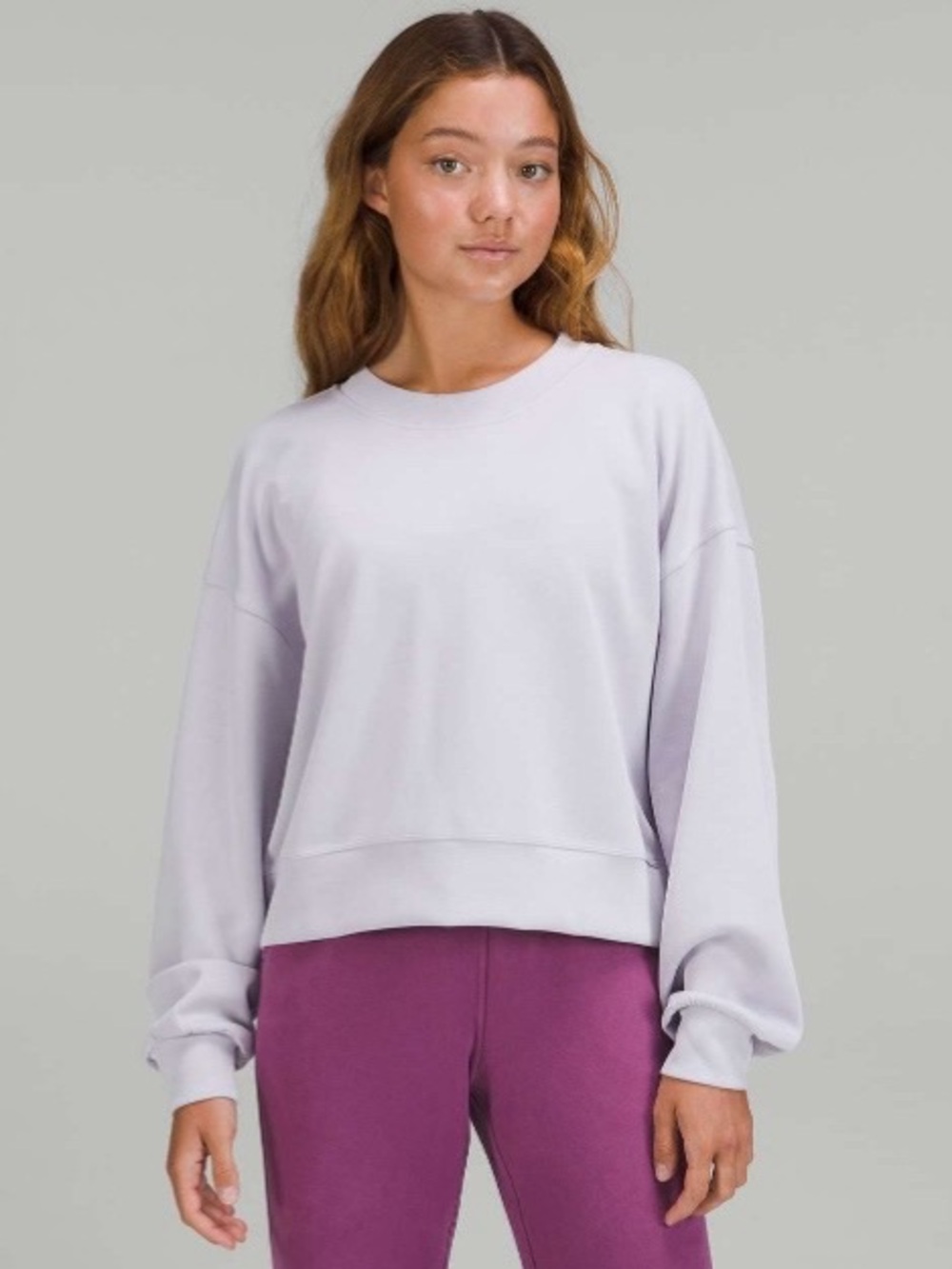 Lululemon Perfectly Oversized Crop Crew Sweatshirt Size 6 Purple Pastel Pullover